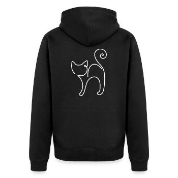 Side Cat Sketch – Elegant Animal Motif - Unisex Premium Organic Zip Hoodie - black - Back - Nico (187cm)