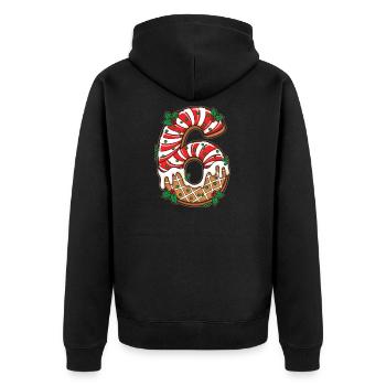 Weihnachts Ziffer 6 Zuckerguss - Unisex Premium Bio Zip Hoodie - Schwarz - Hinten - Nico (187cm)