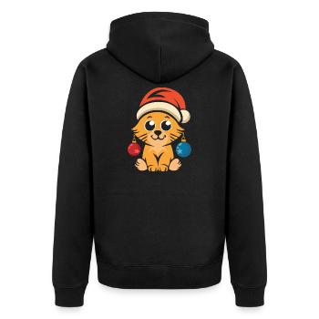 Mignon chat de Noël avec chapeau - Veste à capuche bio Premium Unisexe - noir - Dos - Nico (187cm)