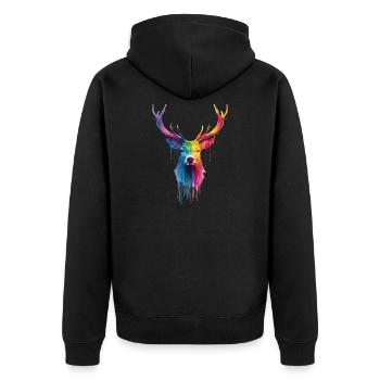 Deer Deer Antlers - Unisex Premium Organic Zip Hoodie - black - Back - Nico (187cm)