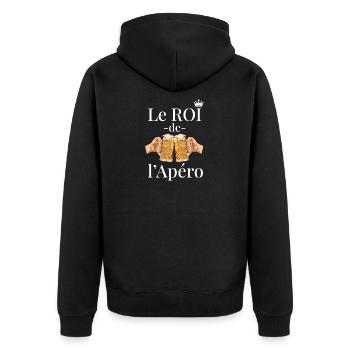 König des Aperitif Lustiges Aperitif-Geschenk - Unisex Premium Bio Zip Hoodie - Schwarz - Hinten - Nico (187cm)