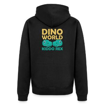 Dino World Kiddo Rex - Unisex Premium Bio Zip Hoodie - Schwarz - Hinten - Nico (187cm)
