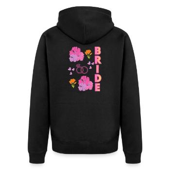 Bride Floral, Romantisches für Braut und Hochzeit - Unisex Premium Bio Zip Hoodie - Schwarz - Hinten - Nico (187cm)