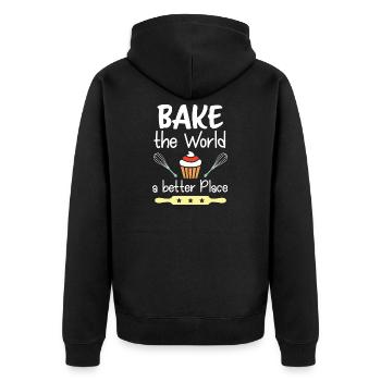 Cuisinez le monde pour un endroit meilleur - Veste à capuche bio Premium Unisexe - noir - Dos - Nico (187cm)