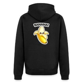 Impression de banane dessinée Kawaii - Veste à capuche bio Premium Unisexe - noir - Dos - Nico (187cm)