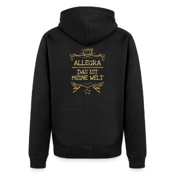 Allegra as a girl's name - Unisex Premium Organic Zip Hoodie - black - Back - Nico (187cm)