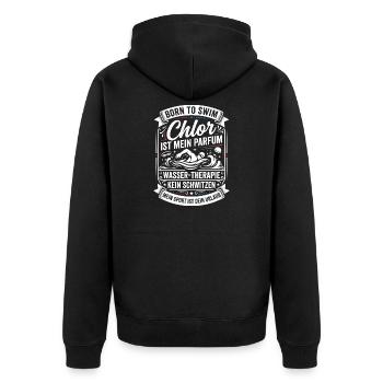 Chlorine is my perfume: swimming style - Unisex Premium Organic Zip Hoodie - black - Back - Nico (187cm)