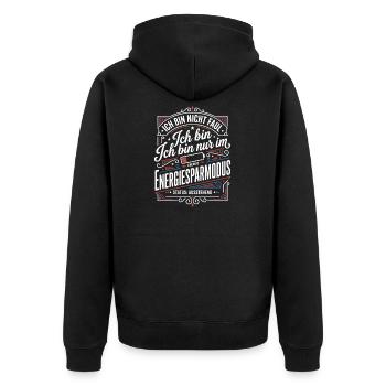 I'm in power saving mode - Unisex Premium Organic Zip Hoodie - black - Back - Nico (187cm)