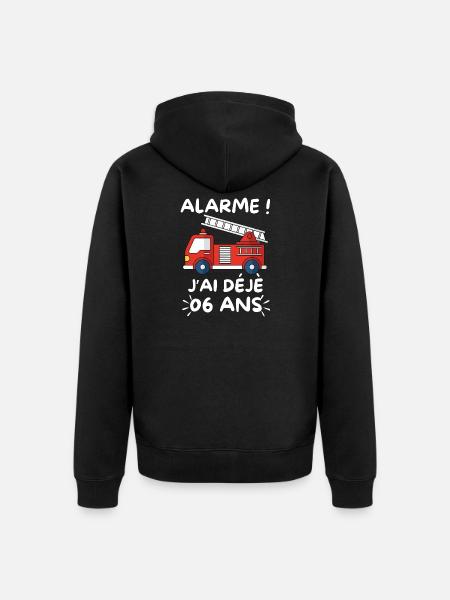 Fire Truck, 06 Year Old Birthday - Unisex Premium Organic Zip Hoodie - black