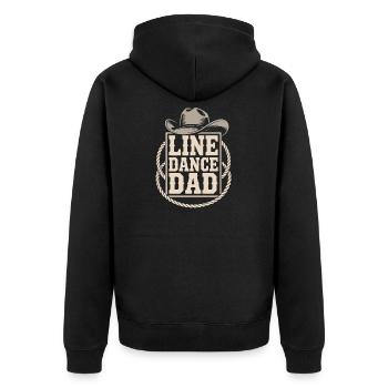 Line Dance Dad Cowboy Look - Unisex Premium Bio Zip Hoodie - Schwarz - Hinten - Nico (187cm)