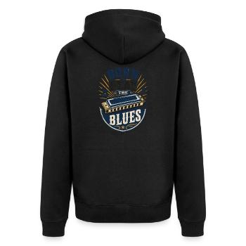  Instrument Harmonika Blues-Music Musiker - Unisex Premium Bio Zip Hoodie - Schwarz - Hinten - Nico (187cm)