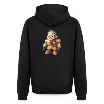 Strawberry Gelato Sundae Roboter-Charakter - Unisex Premium Bio Zip Hoodie - Schwarz - Hinten - Nico (187cm)