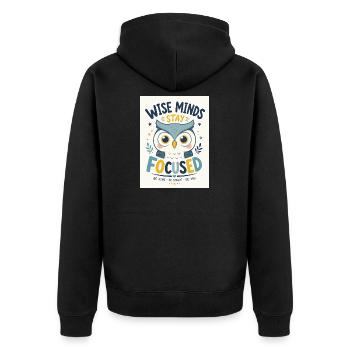 Weise Köpfe Behalten Fokus - Unisex Premium Bio Zip Hoodie - Schwarz - Hinten - Nico (187cm)