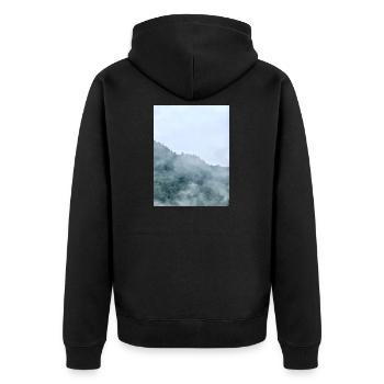 Misty Mountain Fog Landscape - Unisex Premium Organic Zip Hoodie - black - Back - Nico (187cm)