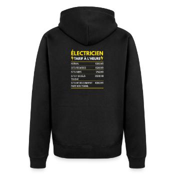 Électricien Cadeau Humour Tarifaire à l'Heure - Veste à capuche bio Premium Unisexe - noir - Dos - Nico (187cm)