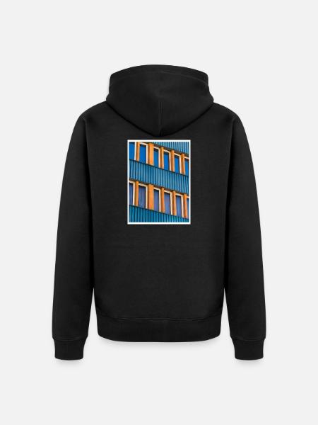 BLAU / ORANGE. - Unisex Premium Bio Zip Hoodie - Schwarz