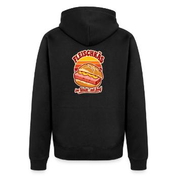 Fleischkäs im Weck Retro - Unisex Premium Bio Zip Hoodie - Schwarz - Hinten - Nico (187cm)