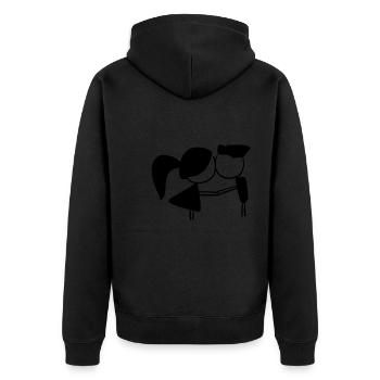 Pärchen Symbol Liebe Mann Frau - Unisex Premium Bio Zip Hoodie - Schwarz - Hinten - Nico (187cm)