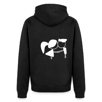 Pärchen Symbol Liebe Mann Frau - Unisex Premium Bio Zip Hoodie - Schwarz - Hinten - Nico (187cm)