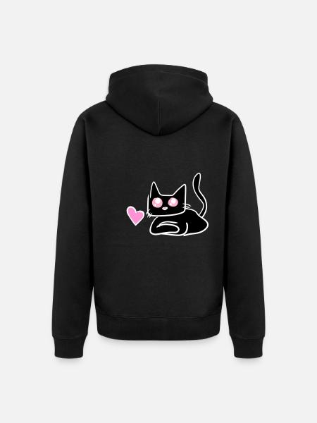 Cat Heart Symbol Sweet - Unisex Premium Organic Zip Hoodie - black