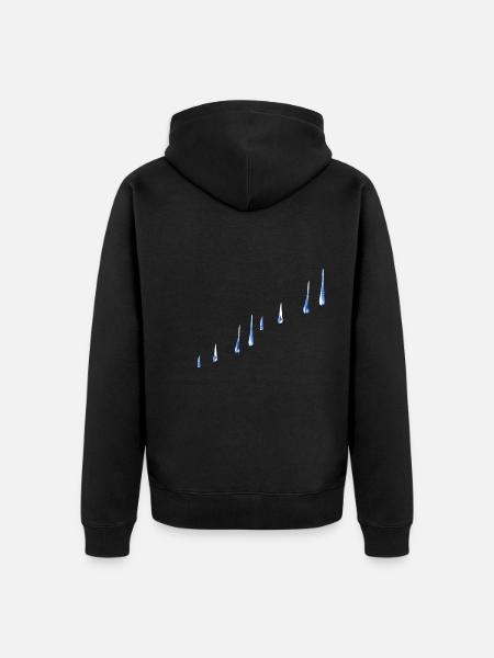 blue water drops line water - Unisex Premium Organic Zip Hoodie - black