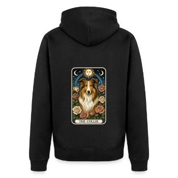 Collie - Unisex Premium Bio Zip Hoodie - Schwarz - Hinten - Nico (187cm)