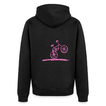 pinkes glitzerndes fahrrad fahren pink - Unisex Premium Bio Zip Hoodie - Schwarz - Hinten - Nico (187cm)