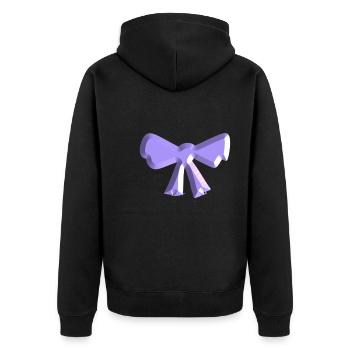 schleife symbol fliege lila - Unisex Premium Bio Zip Hoodie - Schwarz - Hinten - Nico (187cm)