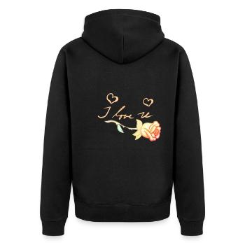 Je t’aime Fleur Rose d’Or - Veste à capuche bio Premium Unisexe - noir - Dos - Nico (187cm)