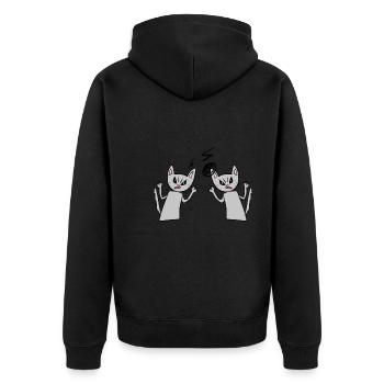 Cats argue angry angry cat - Unisex Premium Organic Zip Hoodie - black - Back - Nico (187cm)