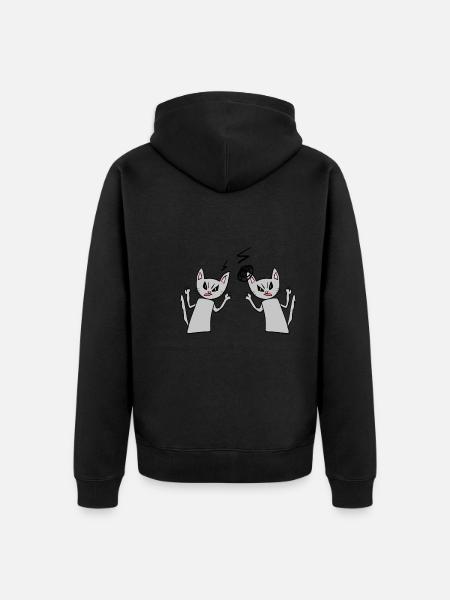Katzen streit wut wütend katze - Unisex Premium Bio Zip Hoodie - Schwarz