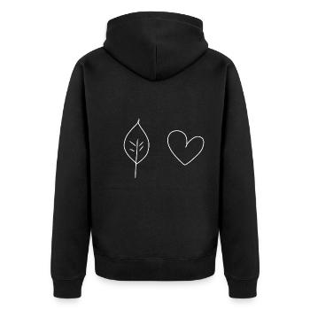 Coeur Feuille Symbole Nature - Veste à capuche bio Premium Unisexe - noir - Dos - Nico (187cm)