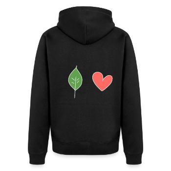 Leaf Heart Love Nature Symbol - Unisex Premium Organic Zip Hoodie - black - Back - Nico (187cm)