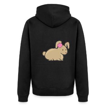 hase blume tier symbol süß - Unisex Premium Bio Zip Hoodie - Schwarz - Hinten - Nico (187cm)