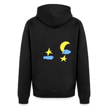 wolken sterne mond himmel nacht - Unisex Premium Bio Zip Hoodie - Schwarz - Hinten - Nico (187cm)