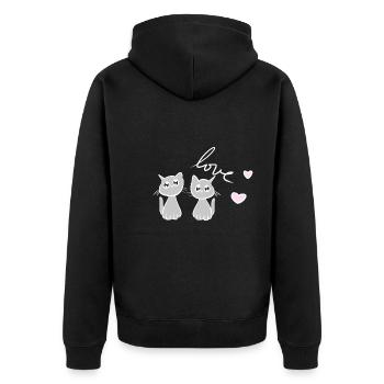 chat chats amis chers animaux chat ami - Veste à capuche bio Premium Unisexe - noir - Dos - Nico (187cm)