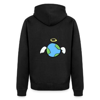 Engel Erde Welt Friedlich nett symbol - Unisex Premium Bio Zip Hoodie - Schwarz - Hinten - Nico (187cm)