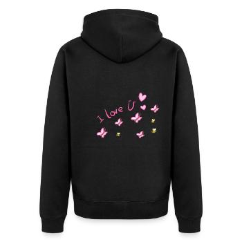 ich liebe dich schmetterling bienen - Unisex Premium Bio Zip Hoodie - Schwarz - Hinten - Nico (187cm)