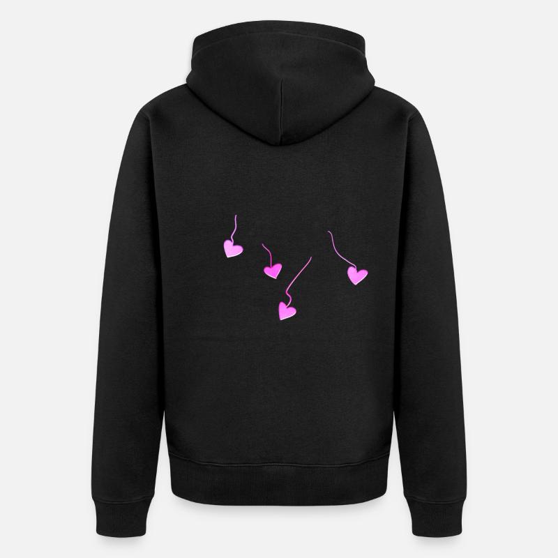 lignes scintillantes de cœurs roses - Veste à capuche bio Premium Unisexe - noir