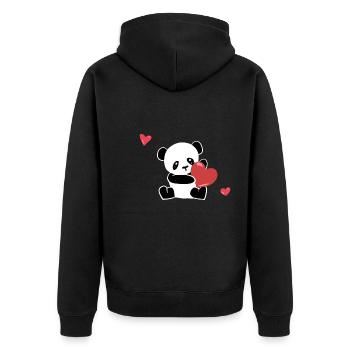 Panda Love Hearts Animal Sweet - Veste à capuche bio Premium Unisexe - noir - Dos - Nico (187cm)
