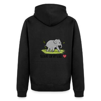 save animals animal elephant nature protection - Unisex Premium Organic Zip Hoodie - black - Back - Nico (187cm)