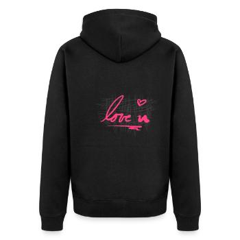 Crosses Pattern I love your heart - Unisex Premium Organic Zip Hoodie - black - Back - Nico (187cm)