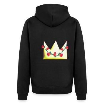Golden Crown Roses Flowers Symbol Shape - Unisex Premium Organic Zip Hoodie - black - Back - Nico (187cm)