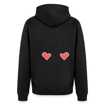 zwei herzen herz liebe formen symbol - Unisex Premium Bio Zip Hoodie - Schwarz - Hinten - Nico (187cm)