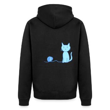 blue cat love pet symbol wool - Unisex Premium Organic Zip Hoodie - black - Back - Nico (187cm)