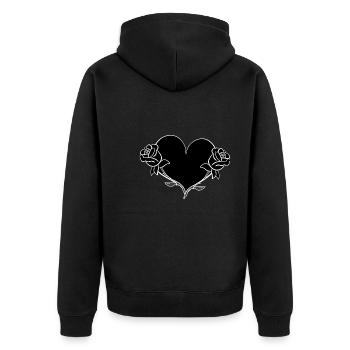 rose blume herz form symbol blumen - Unisex Premium Bio Zip Hoodie - Schwarz - Hinten - Nico (187cm)