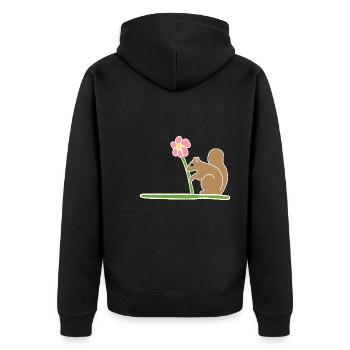 Eichhhörnchen Tiere Tier Symbol Blume Natur - Unisex Premium Bio Zip Hoodie - Schwarz - Hinten - Nico (187cm)