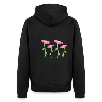 Flower Symbol Blossom Plant Four Flowers - Unisex Premium Organic Zip Hoodie - black - Back - Nico (187cm)