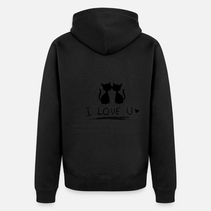 deux chats mignons je t’aime - Veste à capuche bio Premium Unisexe - noir