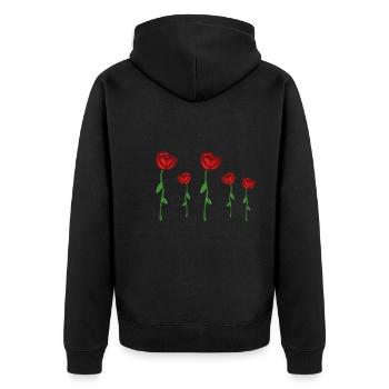 rosen rot blumen blume pflanzen - Unisex Premium Bio Zip Hoodie - Schwarz - Hinten - Nico (187cm)